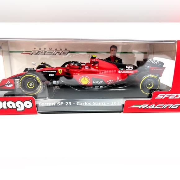 Ferrari SF-23 #55 Carlos Sainz Formula One F1  2023 Burago Diecast 1/24 Sz 9.5” - Picture 3 of 15